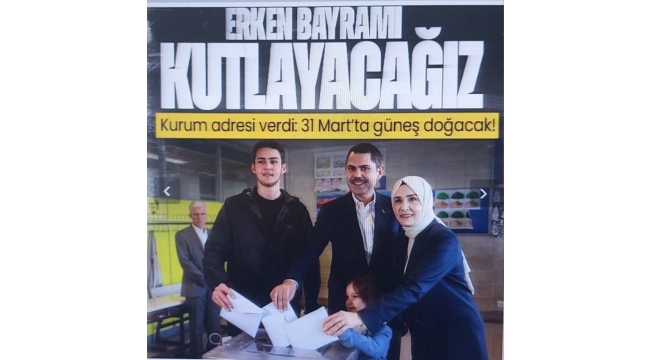 Cumhur İttifakı İstanbul Büyükşehir Belediye Başkan adayı Murat Kurum oyunu kullandı: "31 Mart'ta güneş doğacak" 
